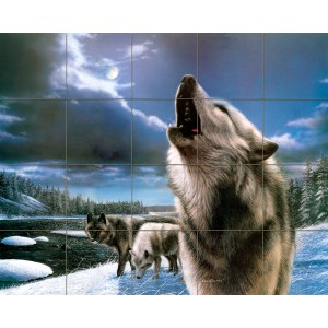30 x 24 Art Wolf Mural Ceramic Backsplash Decor Tile #339   181231670513